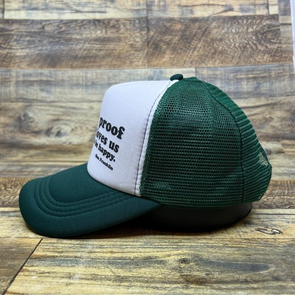 Ben Franklin Beer Is Proof That God Loves Us Mens Trucker Hat Green Snapback Cap - Picture 4 of 8